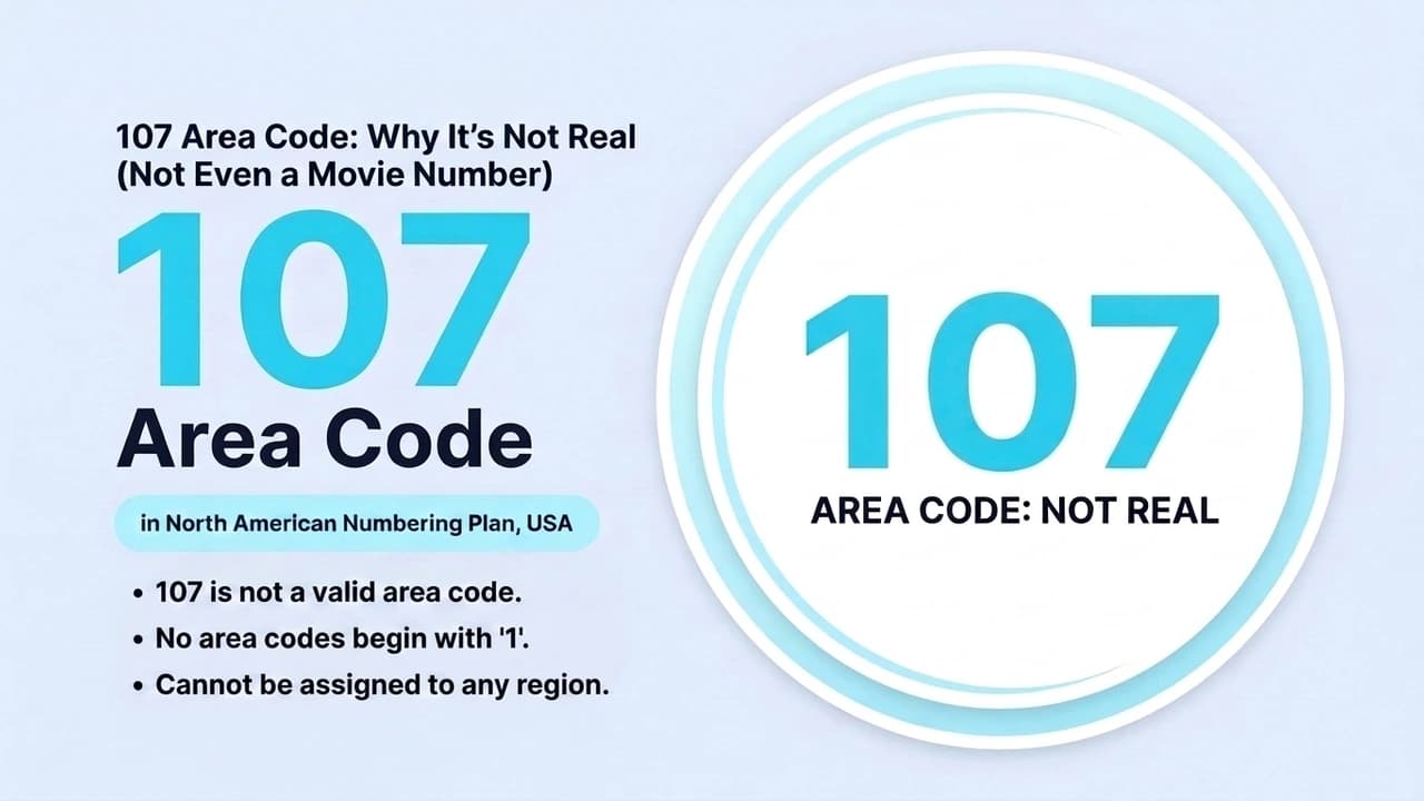 107 area code graphic showing it isn't even a fictional 555-style movie number, beside the real 980 North Carolina prefix