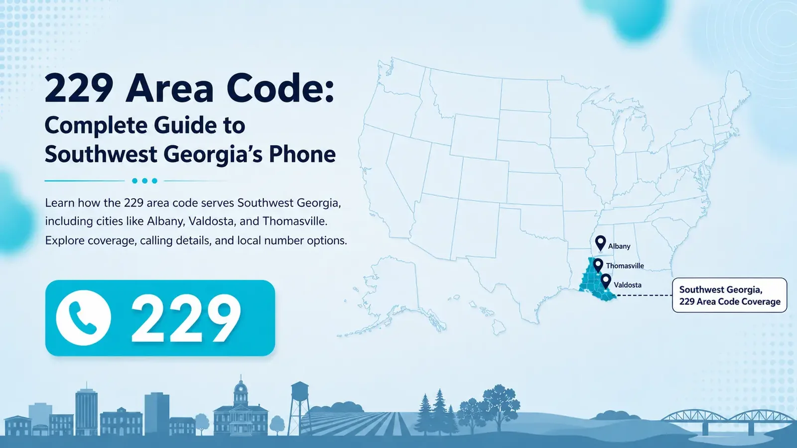 229 Area Code: Complete Guide to Southwest Georgia's Phone Prefix, map showing Albany, Valdosta, and Thomasville coverage