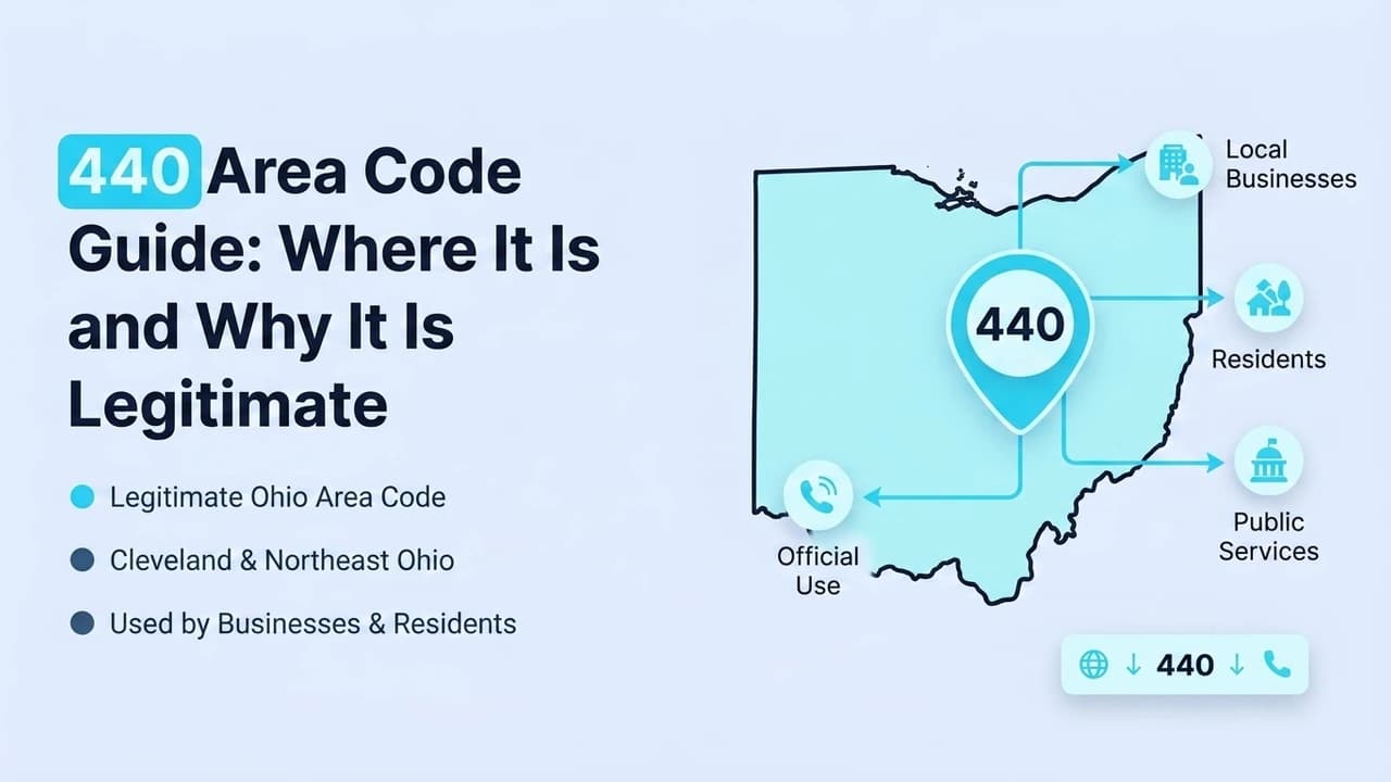 440 Area Code Guide: Where It Is and Why It Is Legitimate — map of Ohio showing the 440 area code coverage around Cleveland's outer suburbs