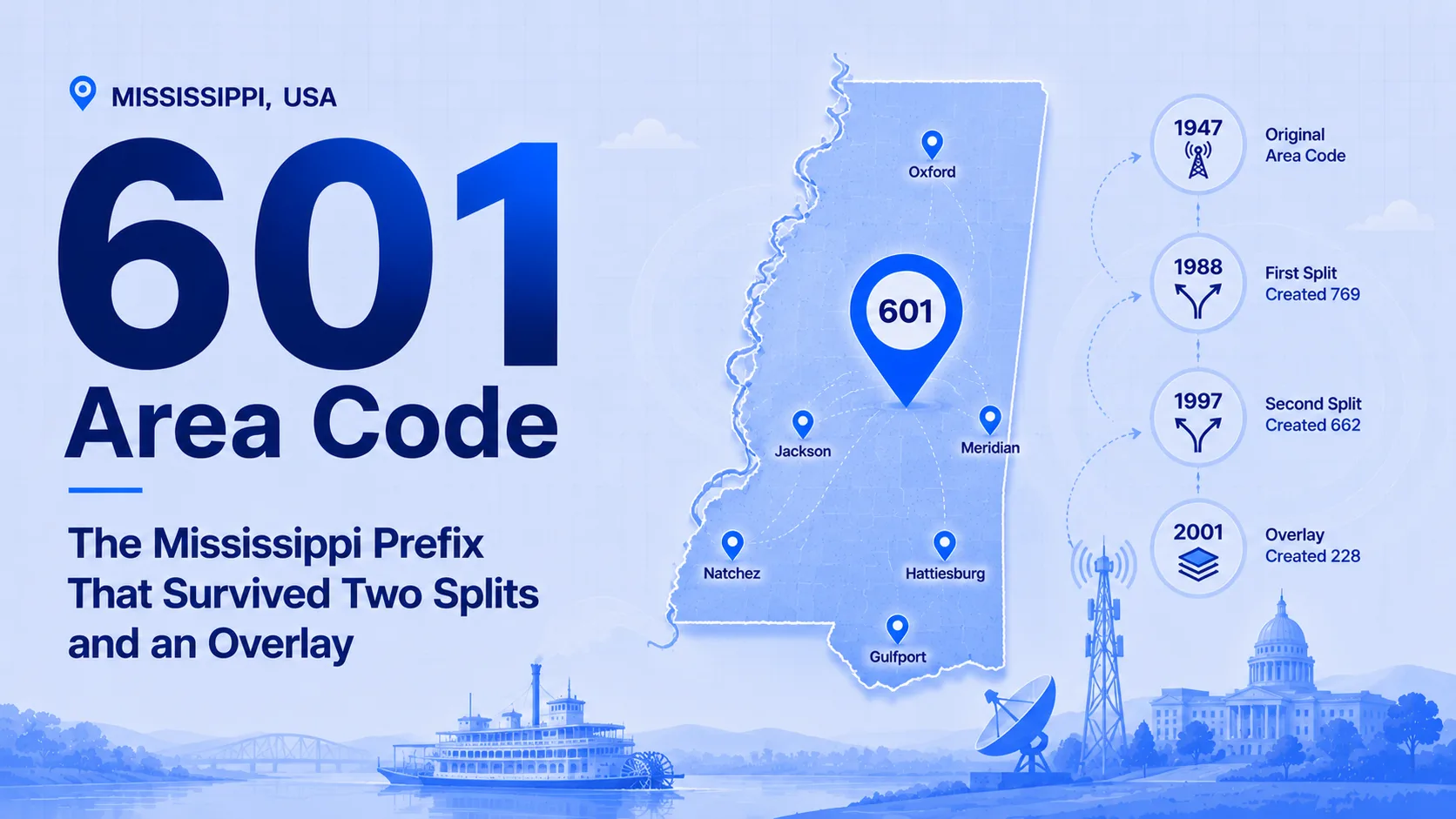 601 Area Code: The Mississippi Prefix That Survived Two Splits and an Overlay
