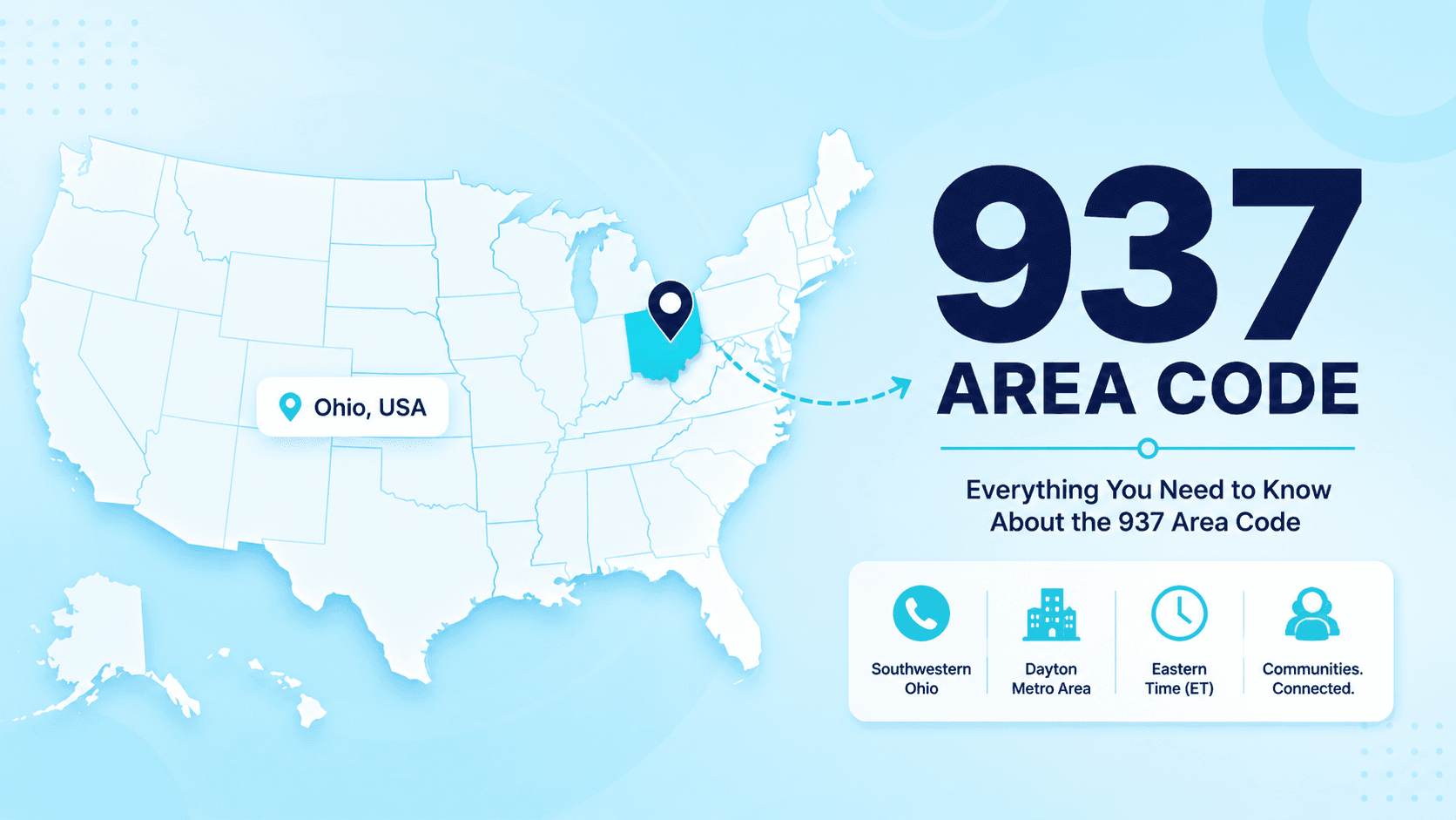 Phone handset over a map of Southwest Ohio and the Dayton metro area