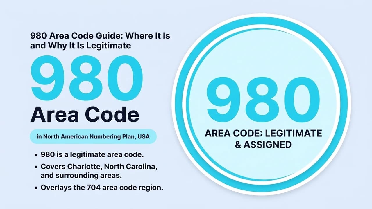 980 Area Code Guide: Where It Is and Why It Is Legitimate — the 980 area code as a legitimate, assigned overlay of the 704 region in North Carolina