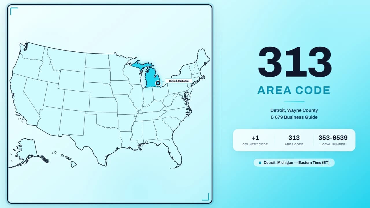 Illustrated cover graphic for the Detroit 313 area code guide