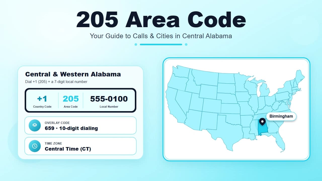 205 Area Code: Birmingham, AL — Cities, History, Scams & Business Guide
